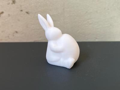 little easter bunny cuddled up to an egg