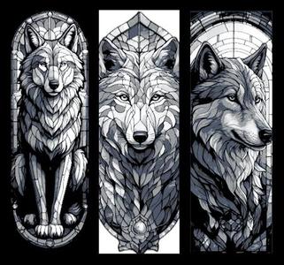 Wild Beauty Immortalized in Stained Glass - The Portrait of the Wolf - Set of 3 Bookmarks