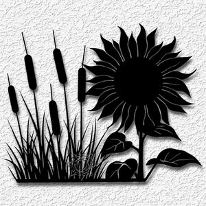 sunflower with cattails wall art flower decor