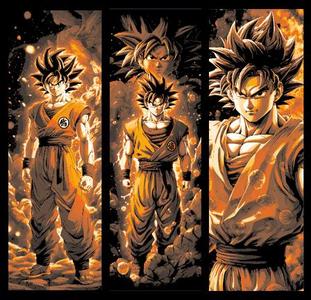 Fan Art Set of 3 Bookmarks - Goku from the Anime Dragon Ball Z