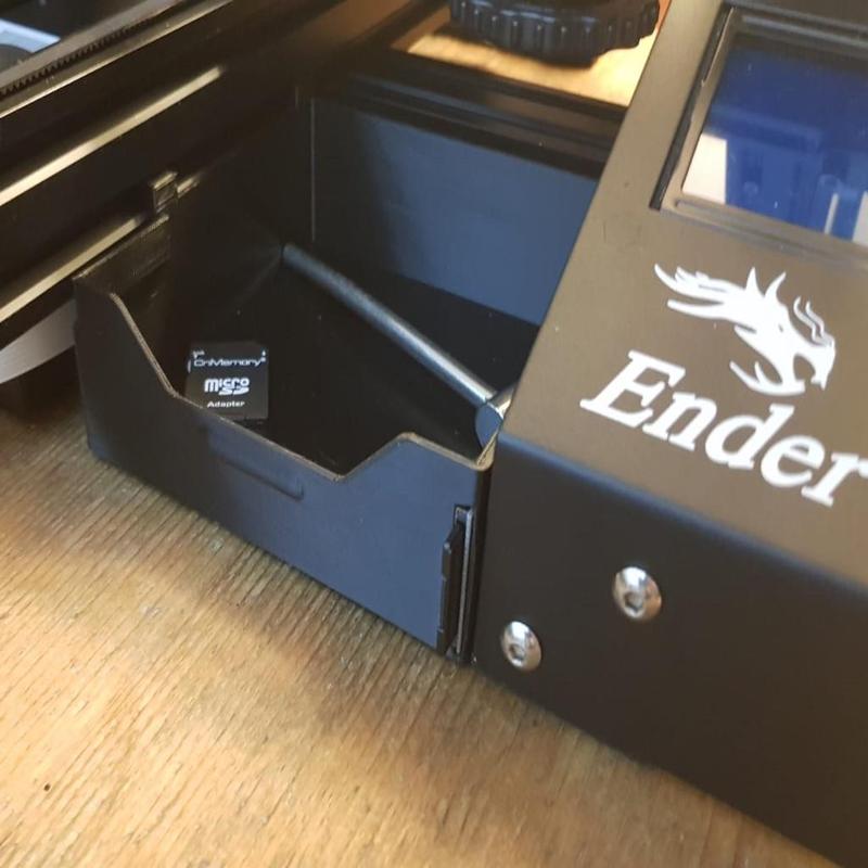 Ender 3 Tray with slim SD card adapter holder