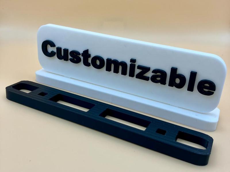 Customizable name plate, free standing