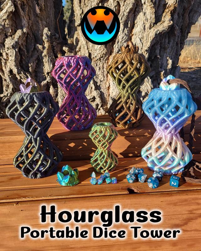 Twisted Hour Glass Dice Tower and Holder