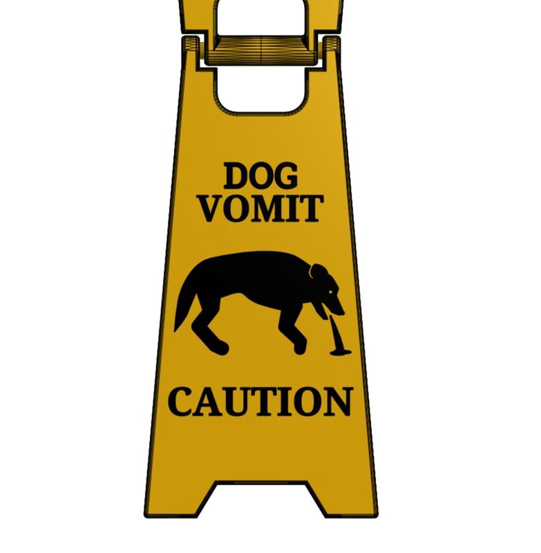 Dog Vomit Caution Sign (V2 Better Hinge)