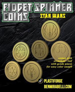 Star wars themed Print in Place fidget coins