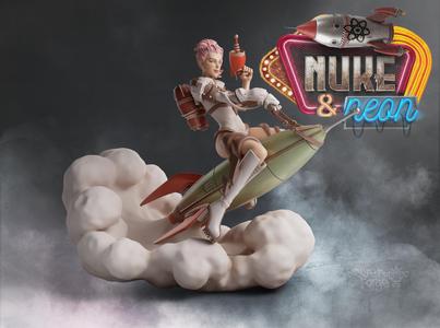 [Blast Off!] Nuke and Neon Rocket Pose retro pinup 75mm and 120mm scale