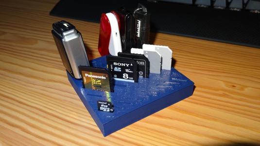MicroSD card SD card USB-A holder