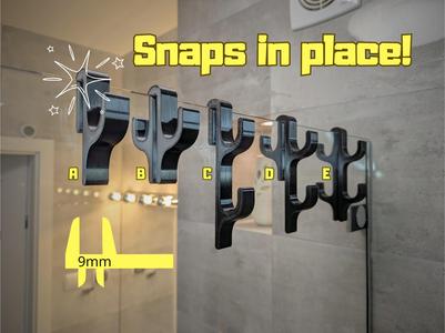 Shower hooks collection for 9mm glass