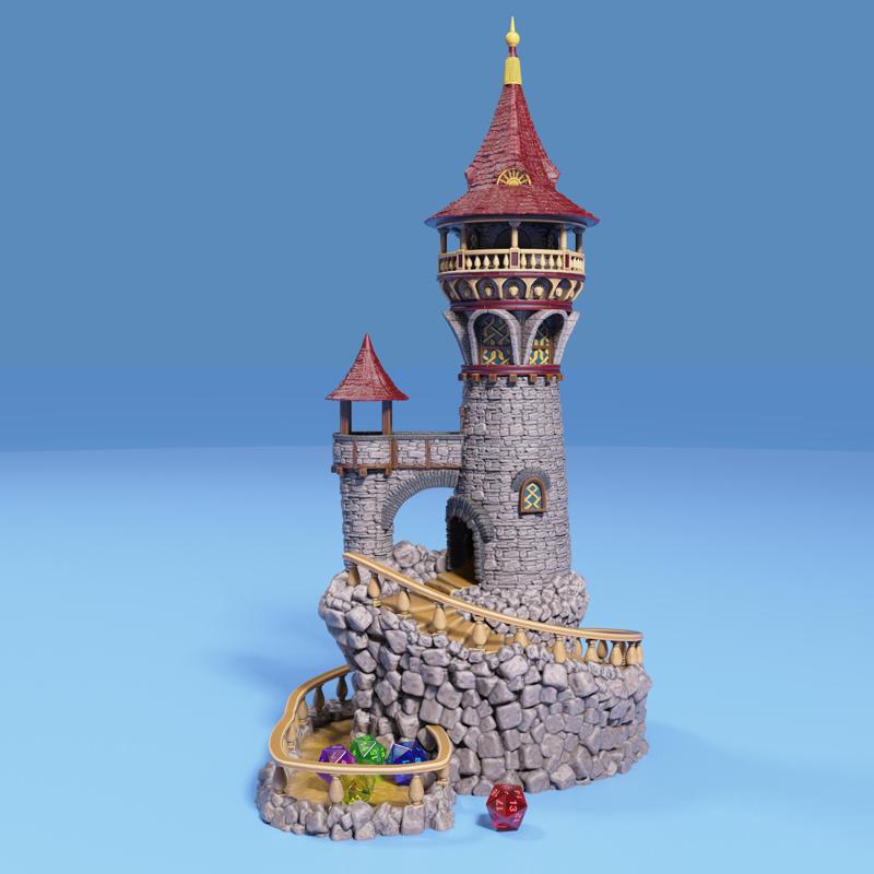 Wizard Dice Tower / Random Outcome Tool / RPG Game Item / Board Gamer Equipment / Magic Decoration / Collectible Architecture / Fantasy Figure / Magical Building Statue