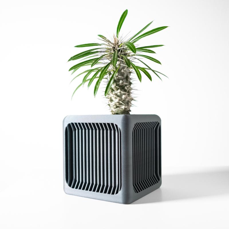 The Rovo Square Planter Pot with Drainage Tray: Modern and Unique Home Decor for Plants and Succulents  | STL File