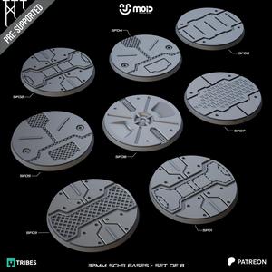 32mm Sci-Fi Bases - Set of 8