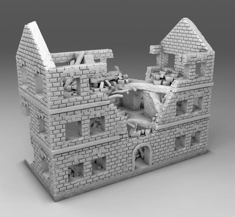 Destroyed building after fighting