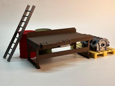 Diorama Workbench with real drawer - 1:12 scale