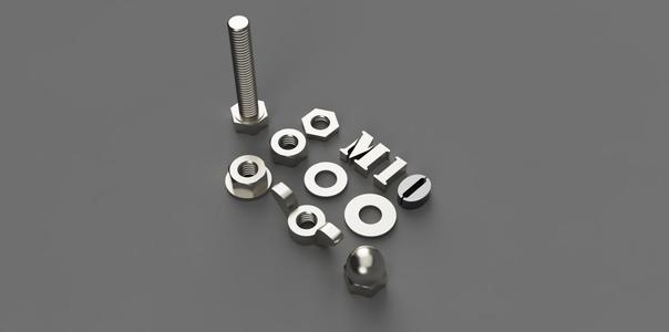 M10 HEX bolts, nuts and washers / 5-100mm