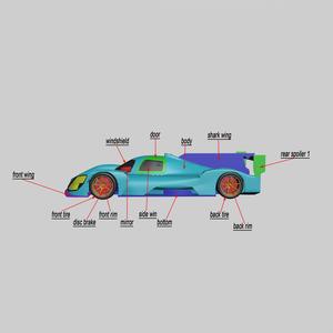 High-Performance Hybrid RaceCar (LMDh)  3D Printable Model - Ready to Print STL Files