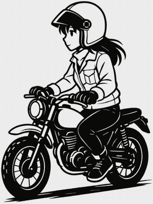 Girl on Motorcycle – 2D Wall Art