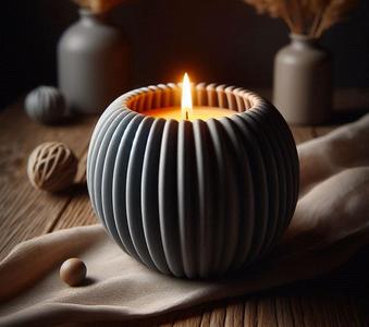 Modern Round Ribbed Candle, (LED) Tealight Holder
