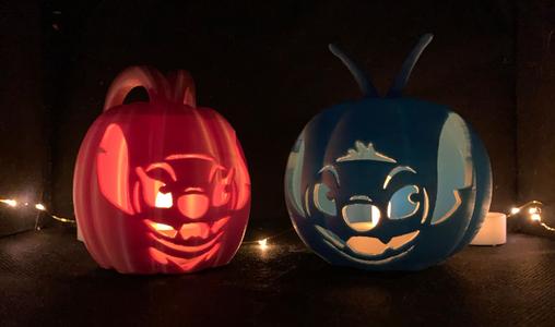 Stitch and Angel Pumpkin theelight Lanterns