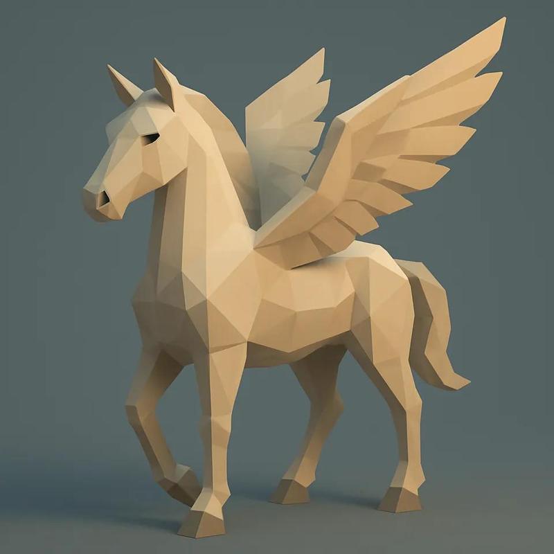 Pegaso, caballo volador LOW POLY   