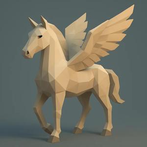 Pegaso, caballo volador LOW POLY   