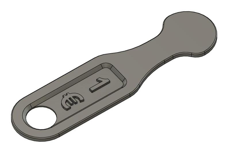 1€ Removable shopping trolley token