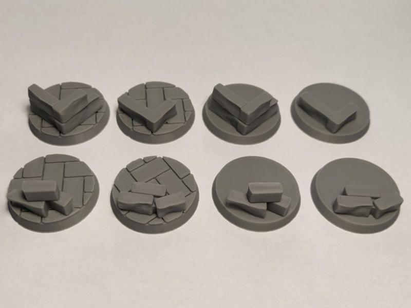 32mm Miniature Model Bases - Stone Wall - Pack 1