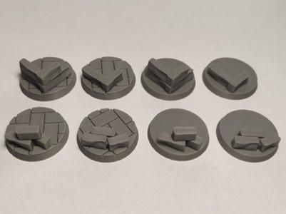 32mm Miniature Model Bases - Stone Wall - Pack 1
