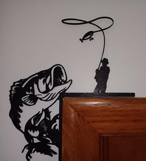 Bass Fishing Silhouette Door Corner