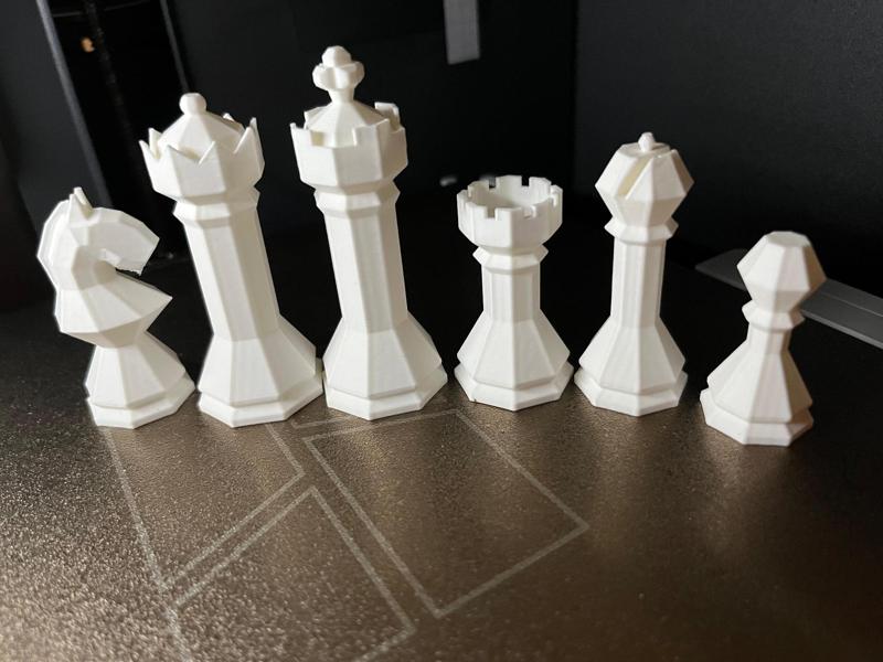 Octagonal low poly chess set