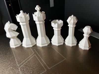Octagonal low poly chess set