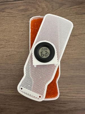 Filament box silica gel holder + round hygrometer