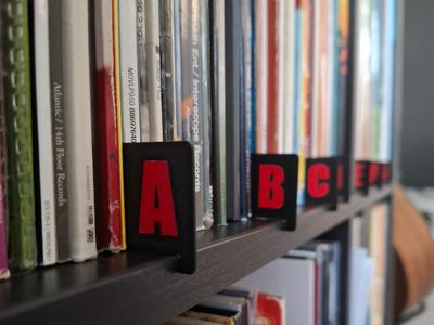 Alphabetical vinyl (LP) record organizers