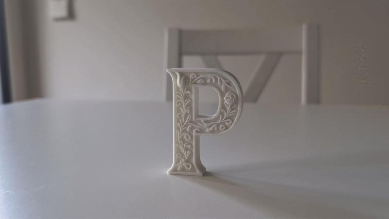 Standing Letter P in a Gypsum Floral Style