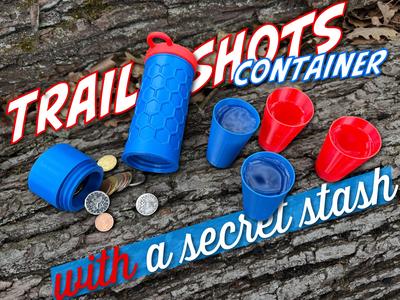 Trail shots container with a secret stash
