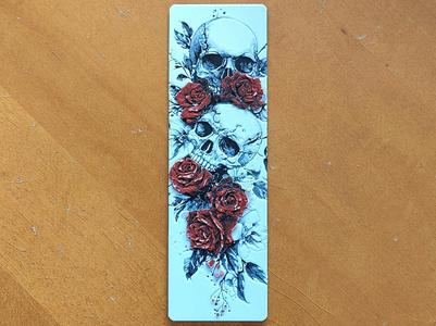 Skulls and Roses Bookmark - Hueforge