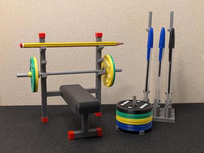 Mini Bench Press Pen Rack | BIC and pencil holder