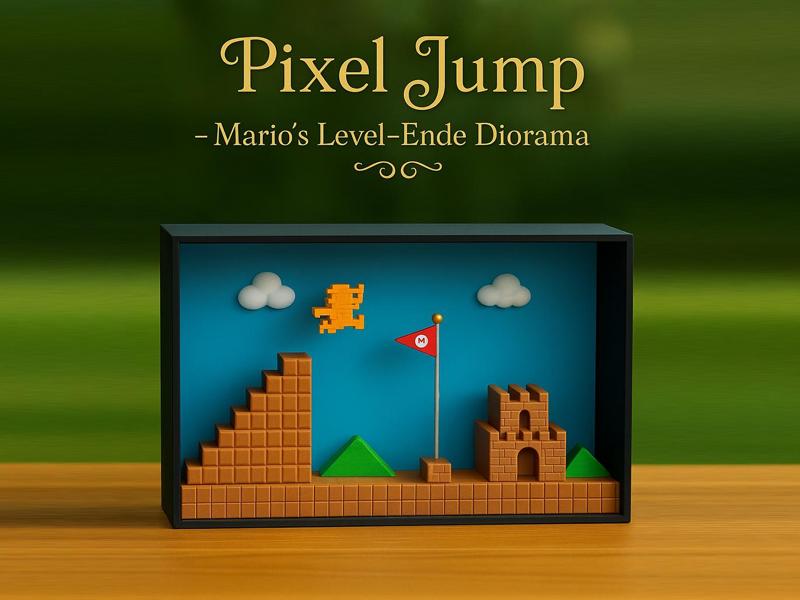 Pixel Jump – Mario's Level-Ende Diorama