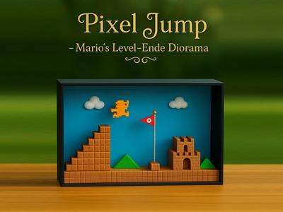 Pixel Jump – Mario's Level-Ende Diorama