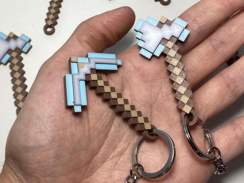 Minecraft Keychain (Pickaxe and Axe)