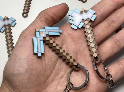 Minecraft Keychain (Pickaxe and Axe)