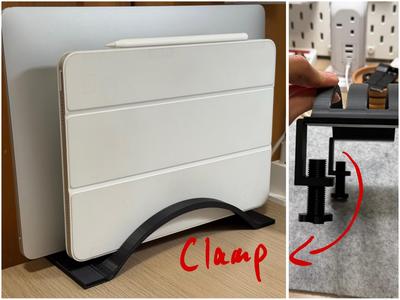 laptop + iPad stand with detachable desk clamp 