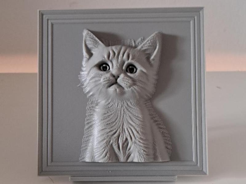 Charming 3D printed cat portrait