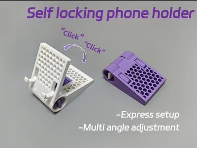Self locking phone holder 