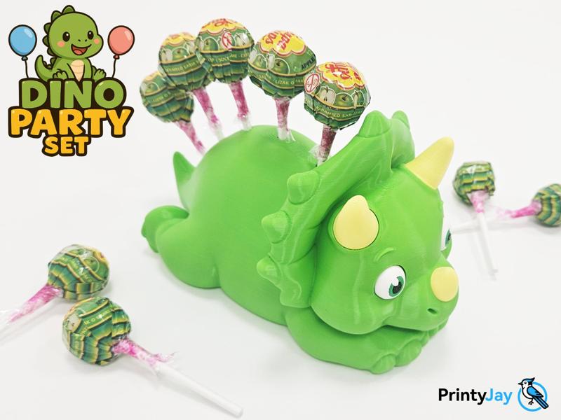 Dino Party Set - cute Triceratops Lollipop Holder