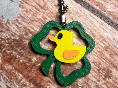 shamrock frame with duck earrings