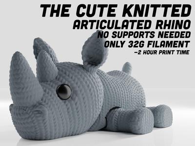 Cute Knitted Articulated Rhino - No Supports Quick