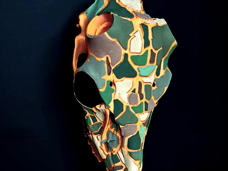 Deer Skull Antler Mount - "Woodland Camo" Edition