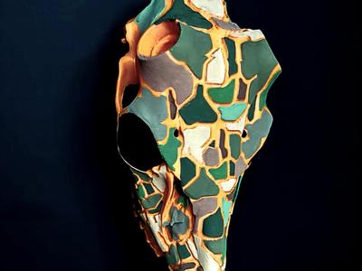 Deer Skull Antler Mount - "Woodland Camo" Edition
