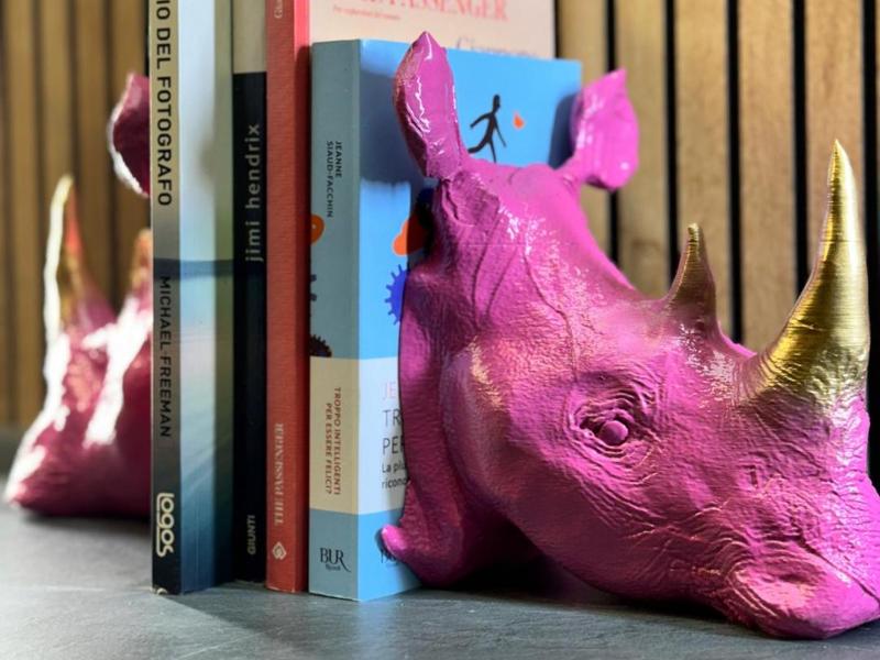 Rhino Bookend Power and Style Among Books