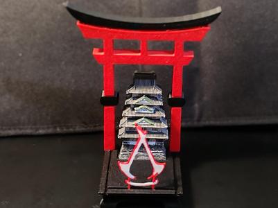 Assassin's Creed Shadows book game stand Diorama
